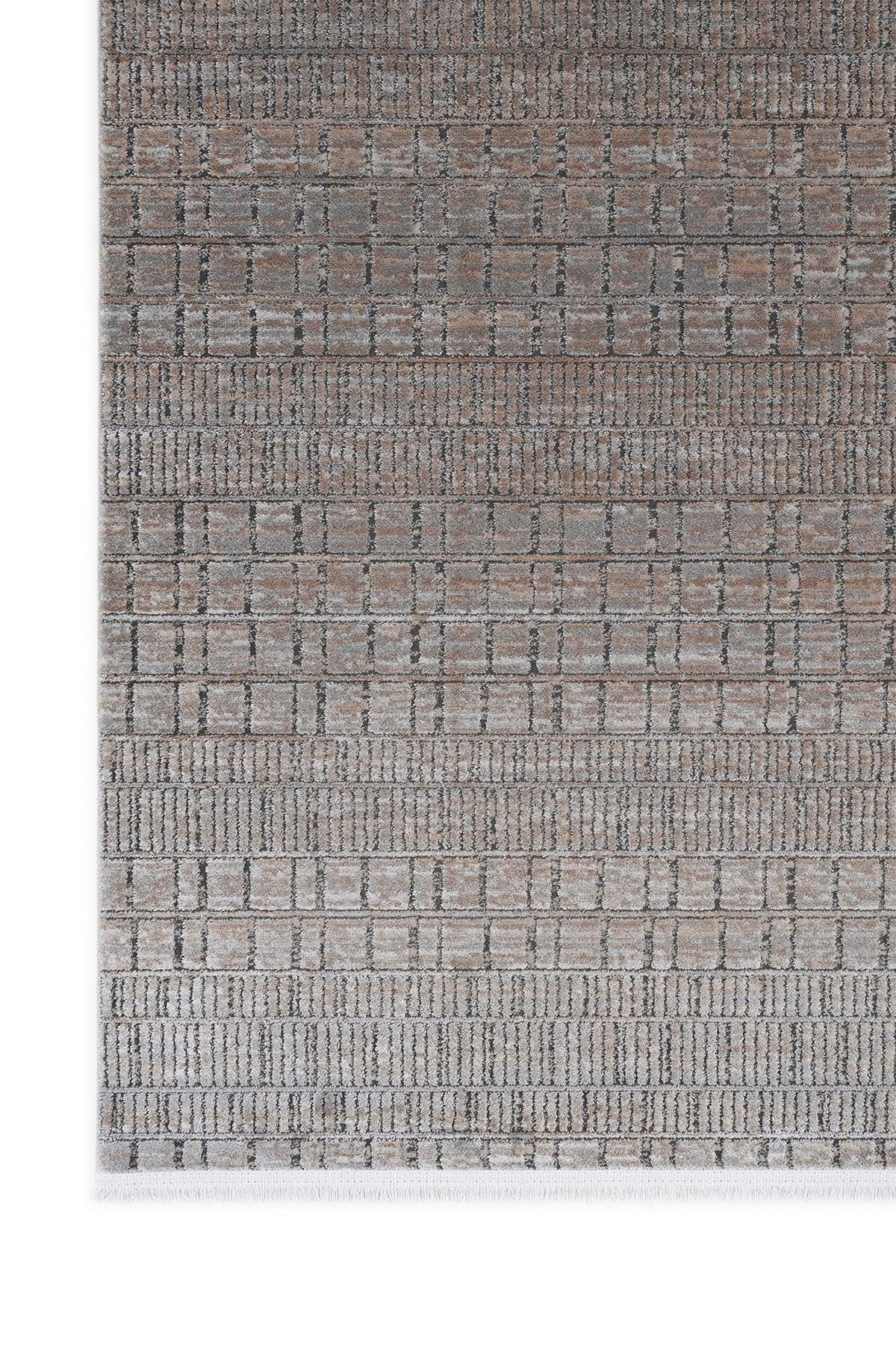 Handwoven Geometric Grid Rug – Textured Neutral Earth Tones, Modern Minimalist Carpet