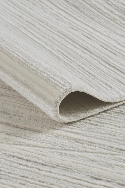 Modern White Texture Rug, 5x7 Cream Contemporary Area Carpet (160x230cm)