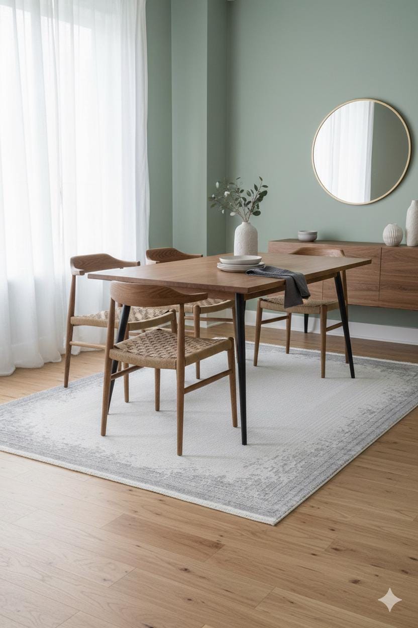 Modern White Texture Rug, 5x7 Cream Contemporary Area Carpet (160x230cm)
