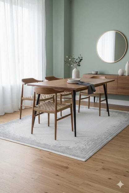 Modern White Texture Rug, 5x7 Cream Contemporary Area Carpet (160x230cm)