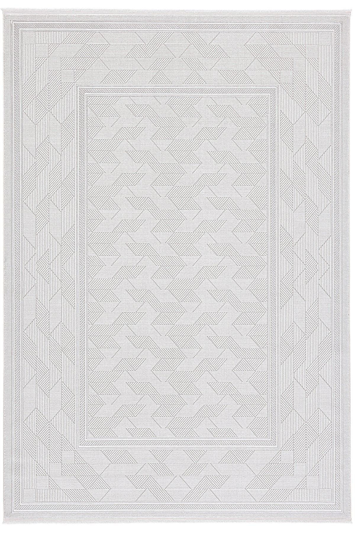 Modern Framed Area Rug 200x300cm – Soft Gray & Taupe Carpet with Minimalist Border Design