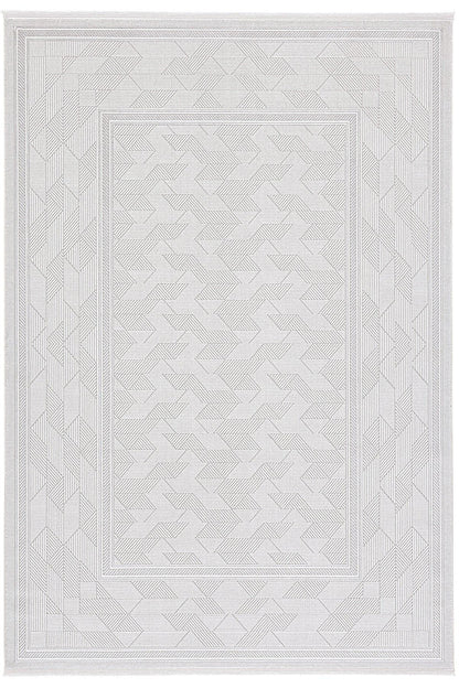 Modern Framed Area Rug 200x300cm – Soft Gray & Taupe Carpet with Minimalist Border Design