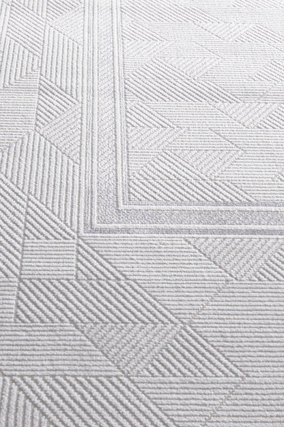Modern Framed Area Rug 200x300cm – Soft Gray & Taupe Carpet with Minimalist Border Design