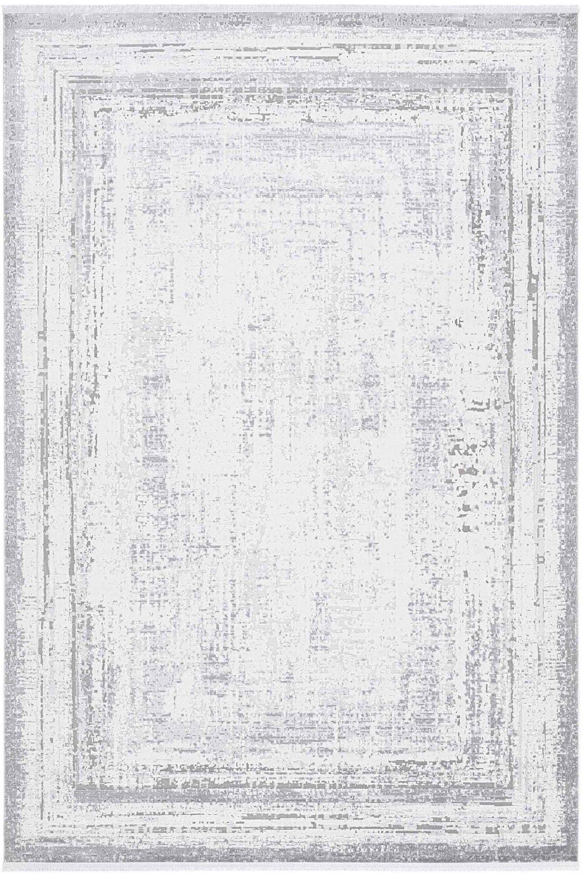 Modern Distressed Area Rug - Gray & White Transitional Carpet - 7x10