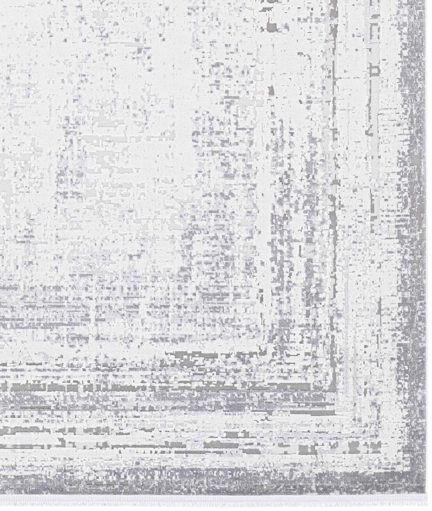 Modern Distressed Area Rug - Gray & White Transitional Carpet - 7x10