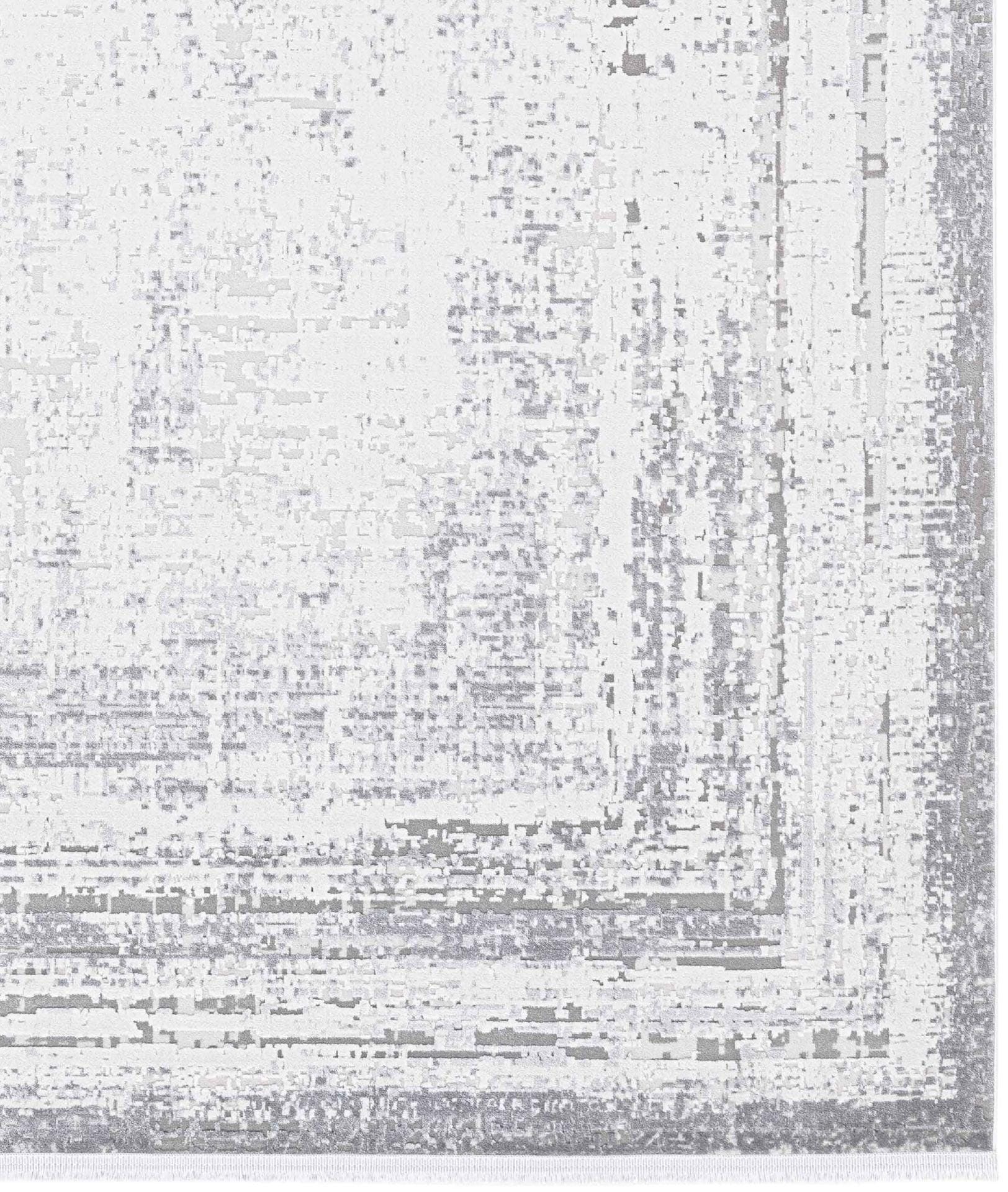 Modern Distressed Area Rug - Gray & White Transitional Carpet - 7x10