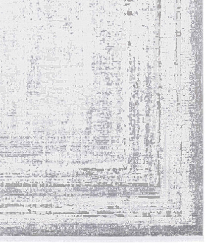 Modern Distressed Area Rug - Gray & White Transitional Carpet - 7x10