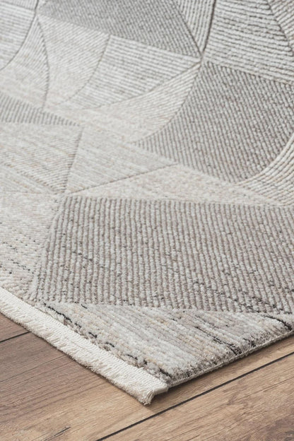 Modern Geometric Area Rug – Grey Cream Abstract Triangle Scandinavian Floor Decor