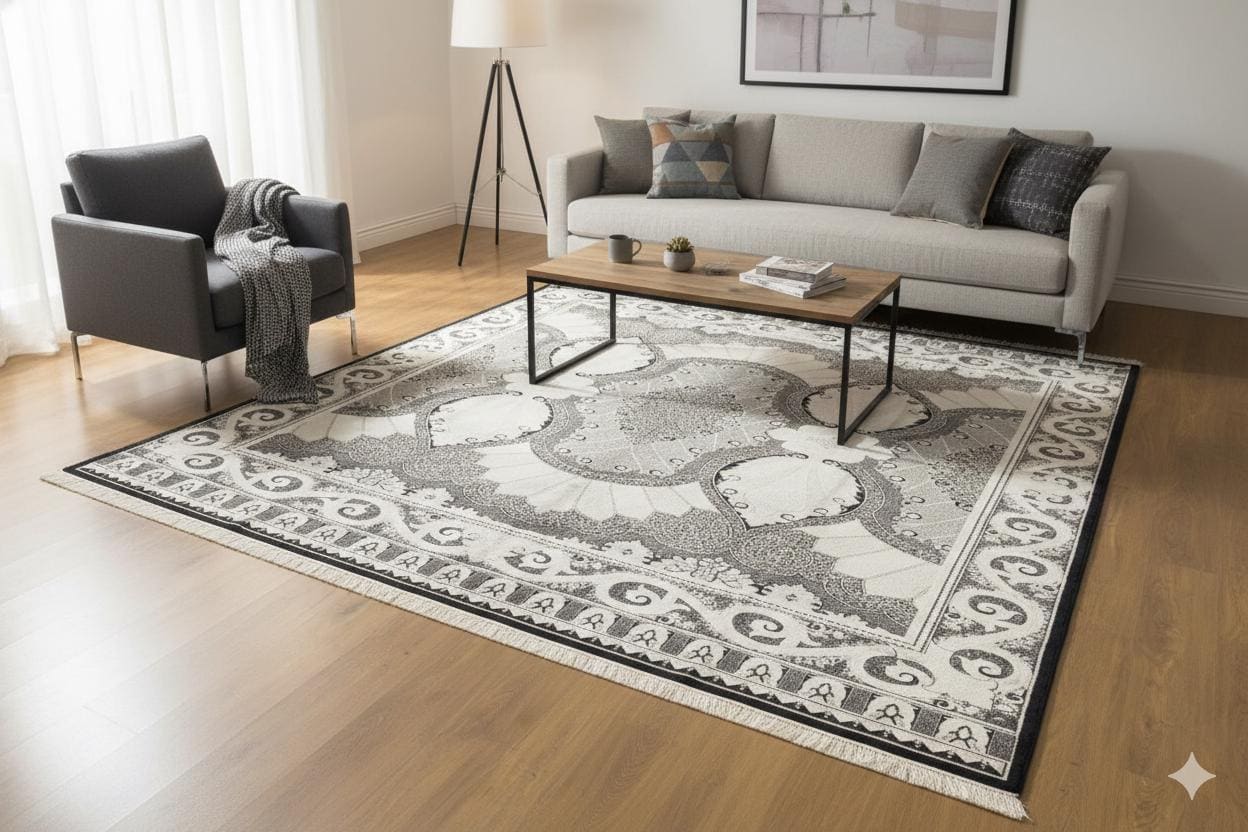 10x13 ft, Black Classic oriental Silk Rug: Fine Medallion Carpet with fringes