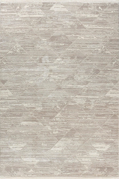 Modern Distressed Diamond Area Rug – Japandi Sand Taupe Carpet (200x300cm)