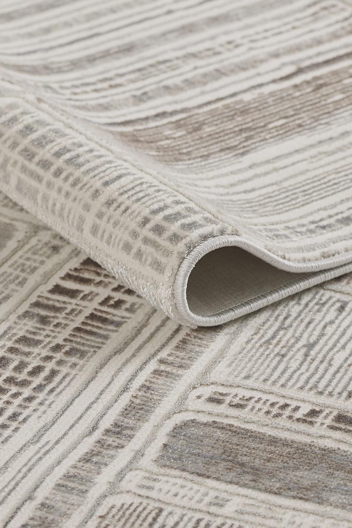 Modern Abstract Grid Rug – Geometric Texture, Neutral Sand Carpet (200x300cm)