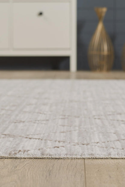 Modern Scandinavian Diamond Lattice Area Rug with Tassel Fringe – Neutral Cream & Grey - 200x300cm - 7x10ft