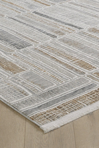 Modern Geometric Area Rug – Mid-Century Abstract Gridded Carpet