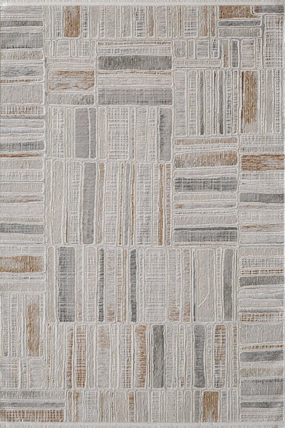 Modern Geometric Area Rug – Mid-Century Abstract Gridded Carpet