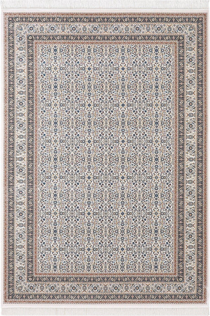 10x13 ft, Classic Blue Silk Rug: Oriental blue fine carpet with Fringes