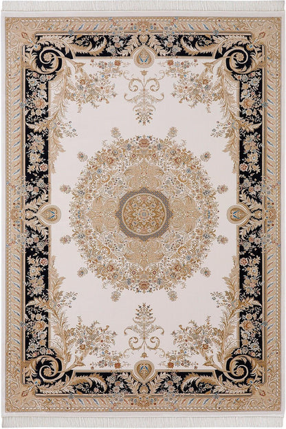 7x10 ft, Fine Blue Classic Oreintal Silk Rug: Bamboo Medallion viscose carpet