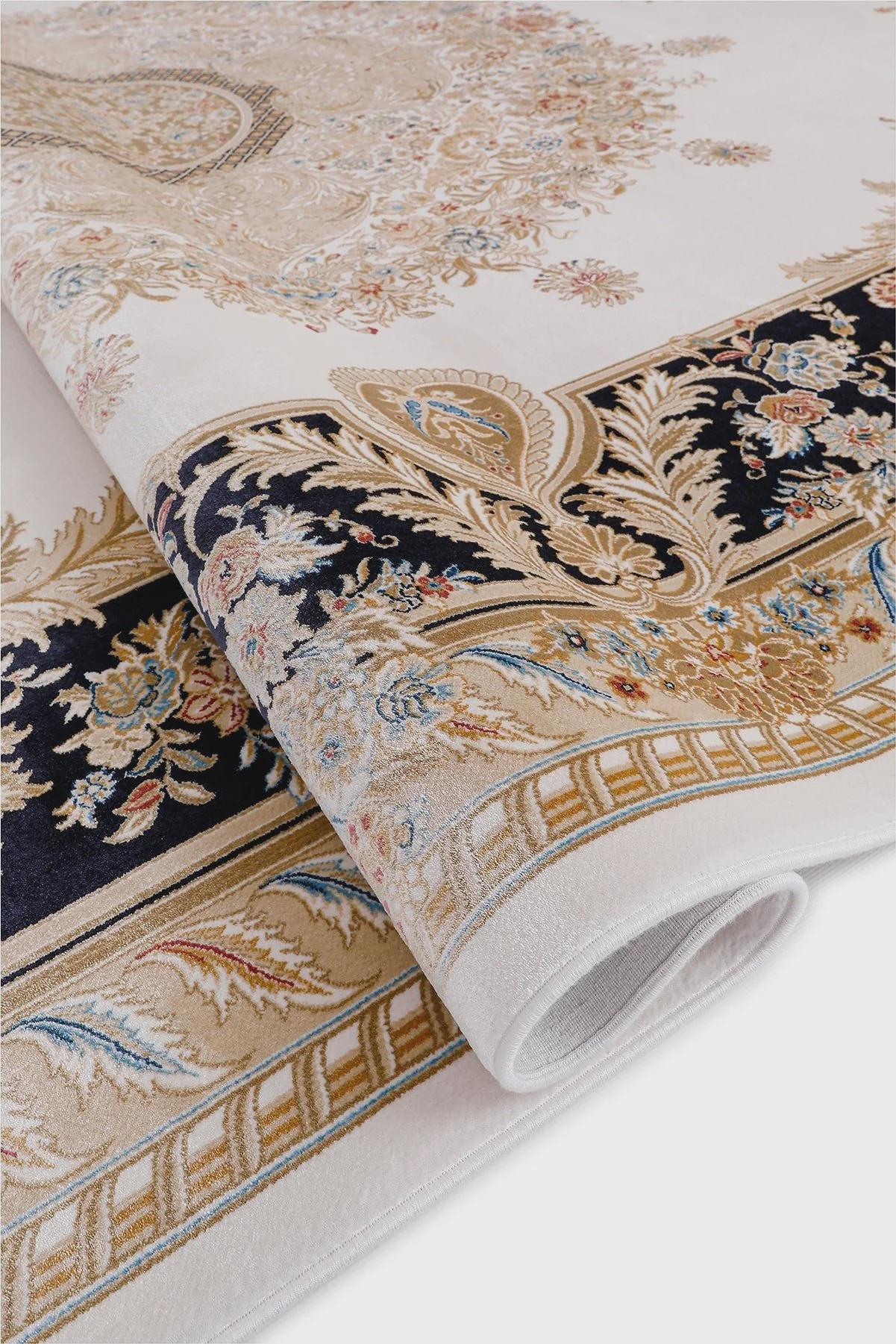 7x10 ft, Fine Blue Classic Oreintal Silk Rug: Bamboo Medallion viscose carpet