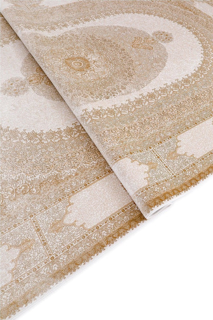 8x15 ft, Oversize Beige Classic Silk Medallion Rug: Fine quality rug with Fringes