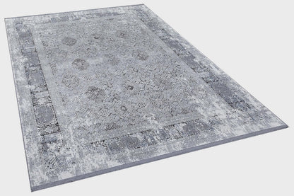 7x10 ft, Distressed Classic black Rug: Bamboo carpet with fine Fringes