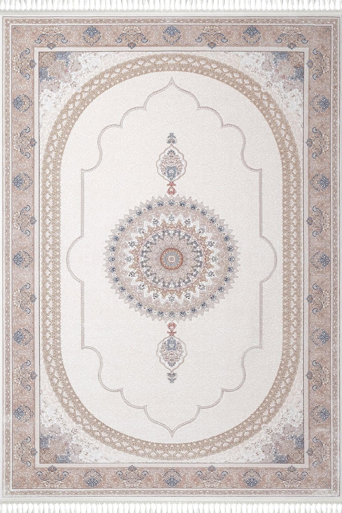 7x10 ft, Beige Classic oriental Silk Rug: Bamboo Yarn,fine fringes carpet