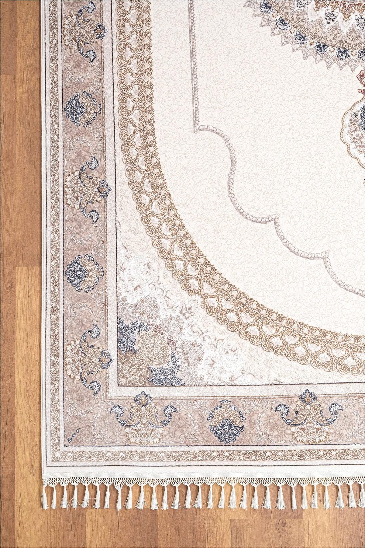 7x10 ft, Beige Classic oriental Silk Rug: Bamboo Yarn,fine fringes carpet