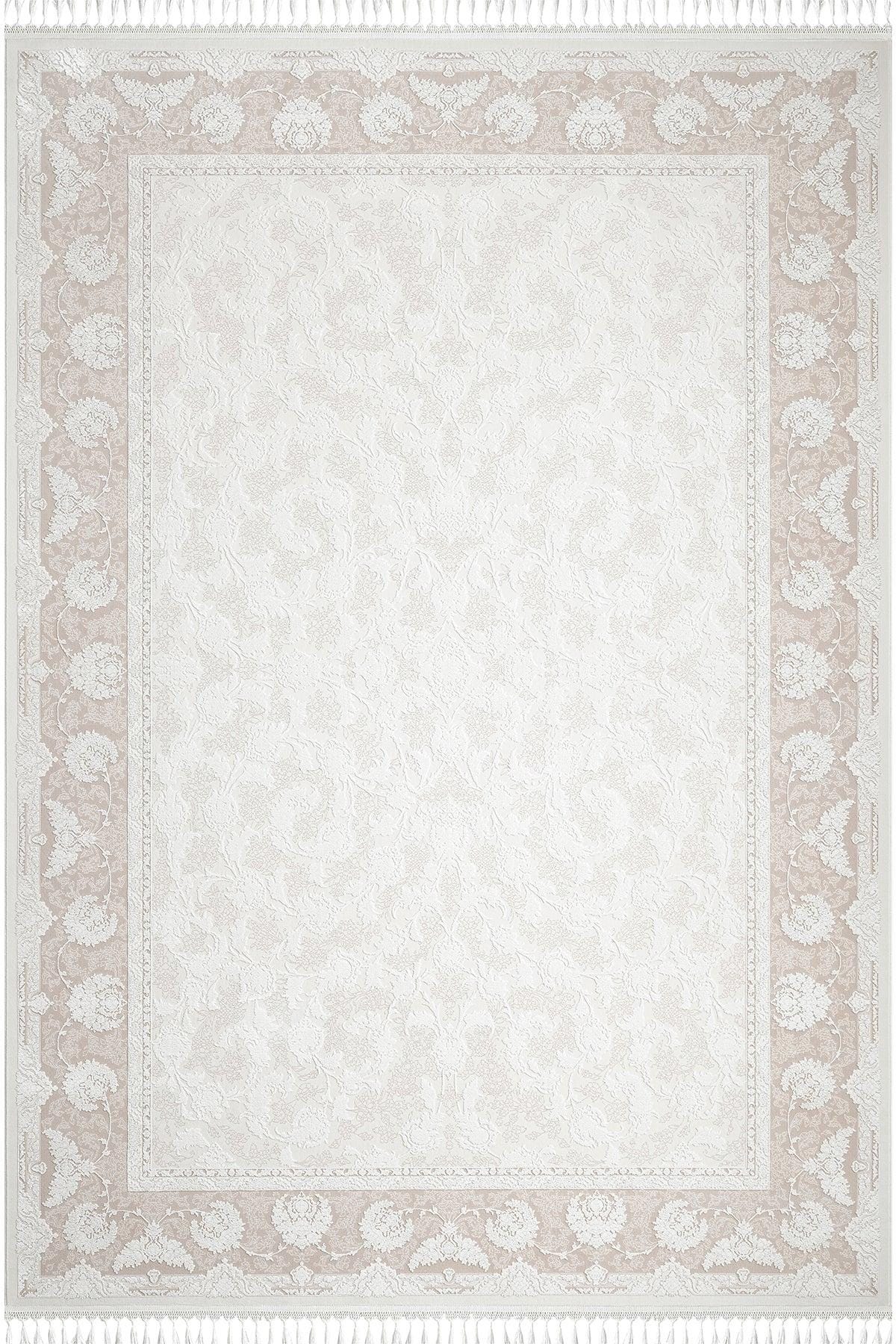 8x11 ft, Beige Classic oriental Silk Rug: Bamboo Yarn,fine fringes carpet