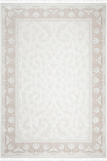 8x11 ft, Beige Classic oriental Silk Rug: Bamboo Yarn,fine fringes carpet