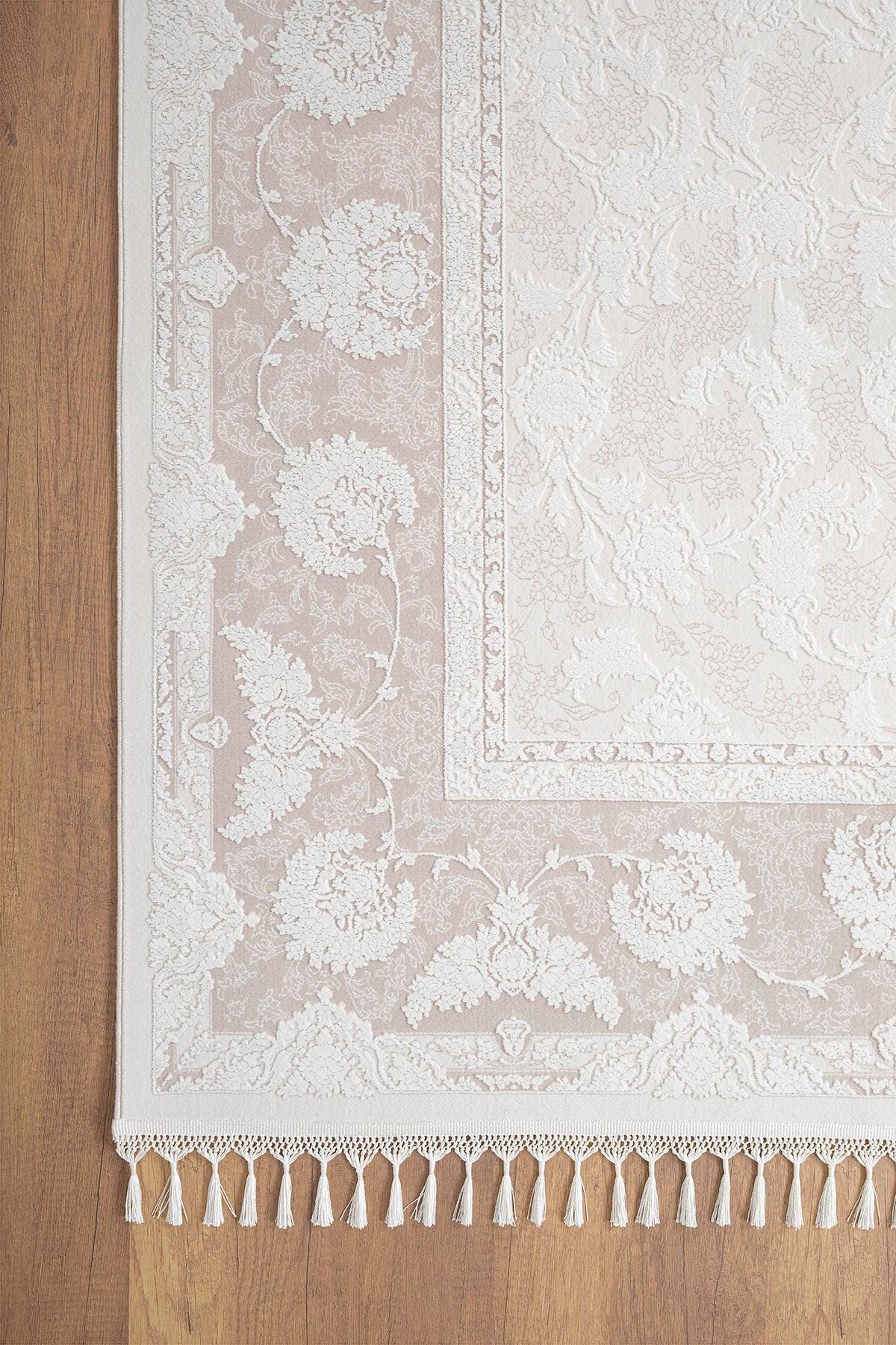 8x11 ft, Beige Classic oriental Silk Rug: Bamboo Yarn,fine fringes carpet