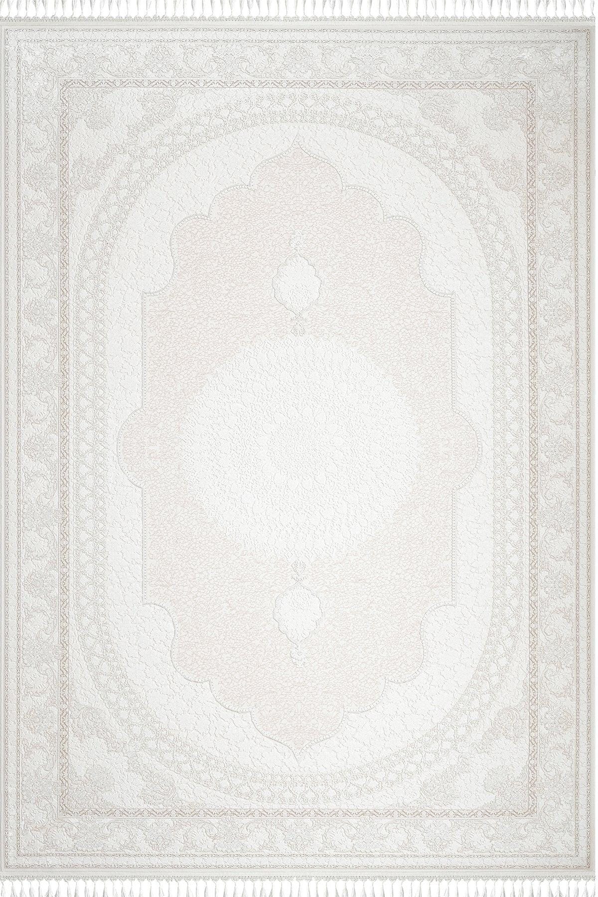 5x7 ft, Beige Classic oriental medallion Silk Rug made with viscose yarn