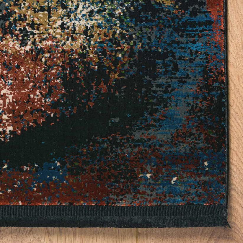 7x10 ft, Contemporary Bamboo Rug: Black Distressed Abstract carpet
