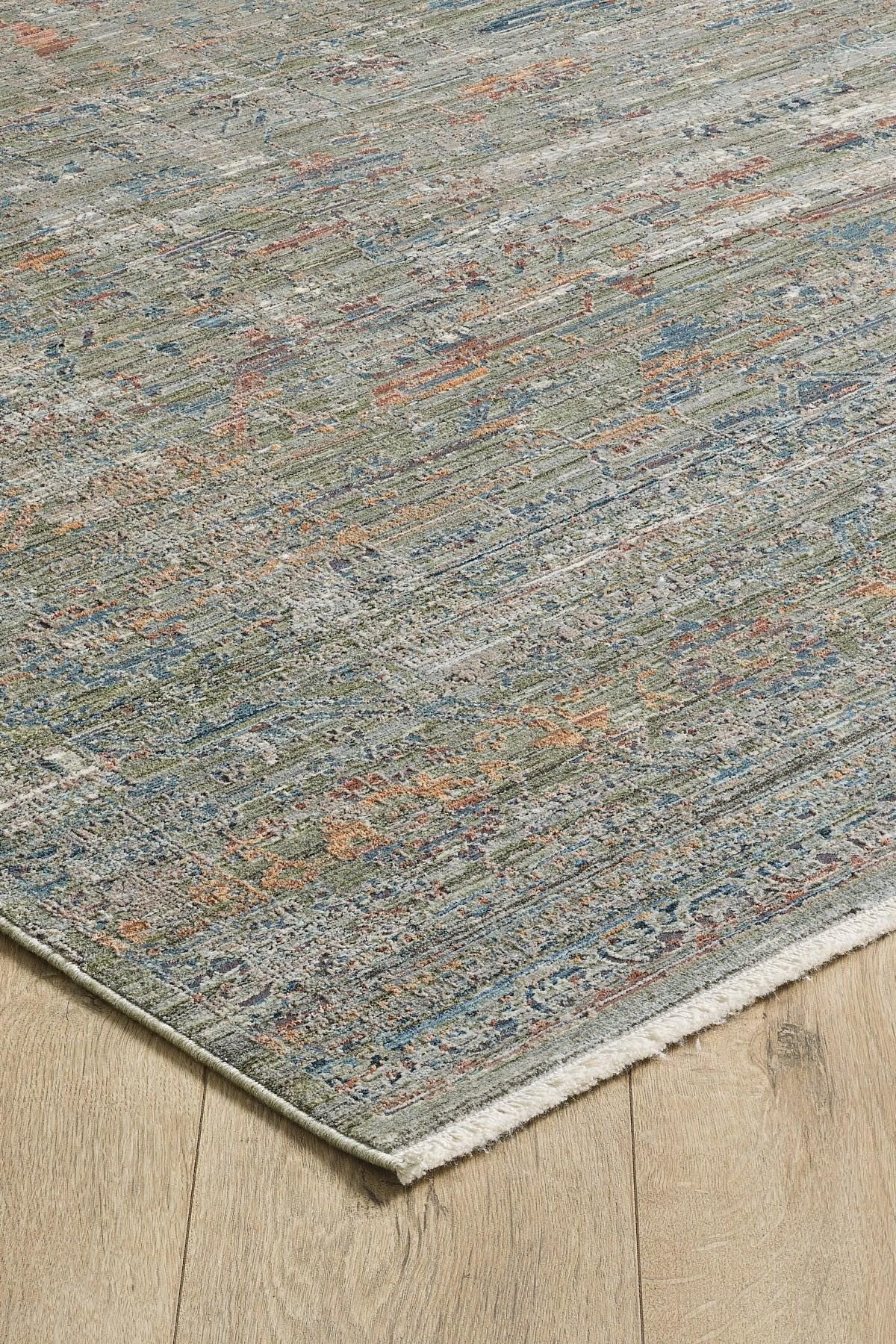 7x10 ft, Green fine quality viscose Rug: Vintage Style carpet