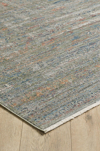 7x10 ft, Green fine quality viscose Rug: Vintage Style carpet