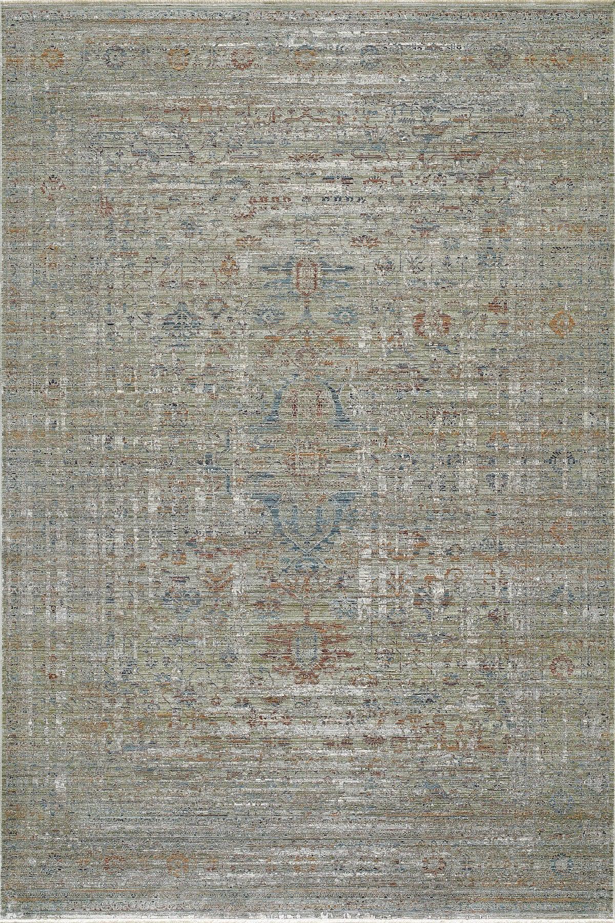 7x10 ft, Green fine quality viscose Rug: Vintage Style carpet