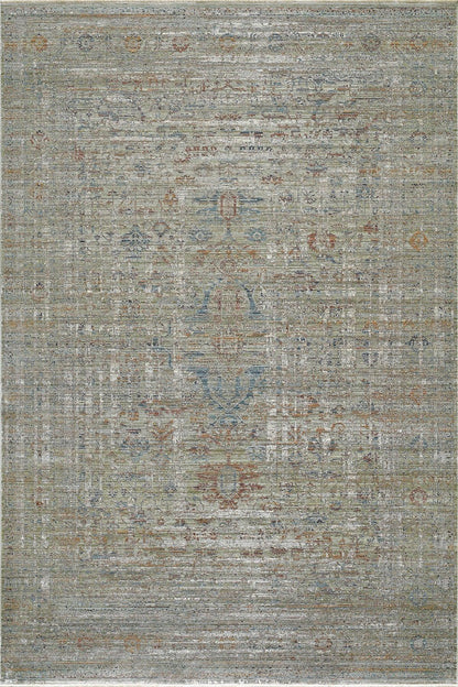 7x10 ft, Green fine quality viscose Rug: Vintage Style carpet