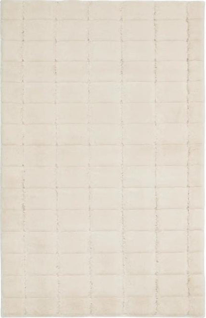 Beige Faux Rabbit Fur Rug: Soft Plush Carpet