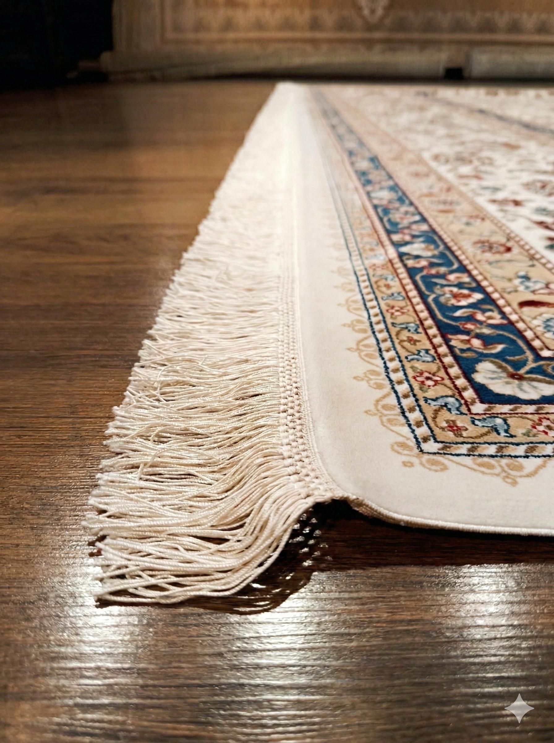 10x16 ft Turkish Bamboo Silk Rug, Distressed Anatolian Design, Hand-Finished Silk Fringes