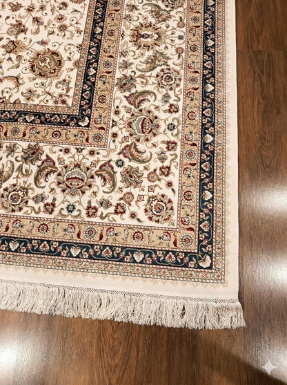 10x16 ft Turkish Bamboo Silk Rug, Distressed Anatolian Design, Hand-Finished Silk Fringes