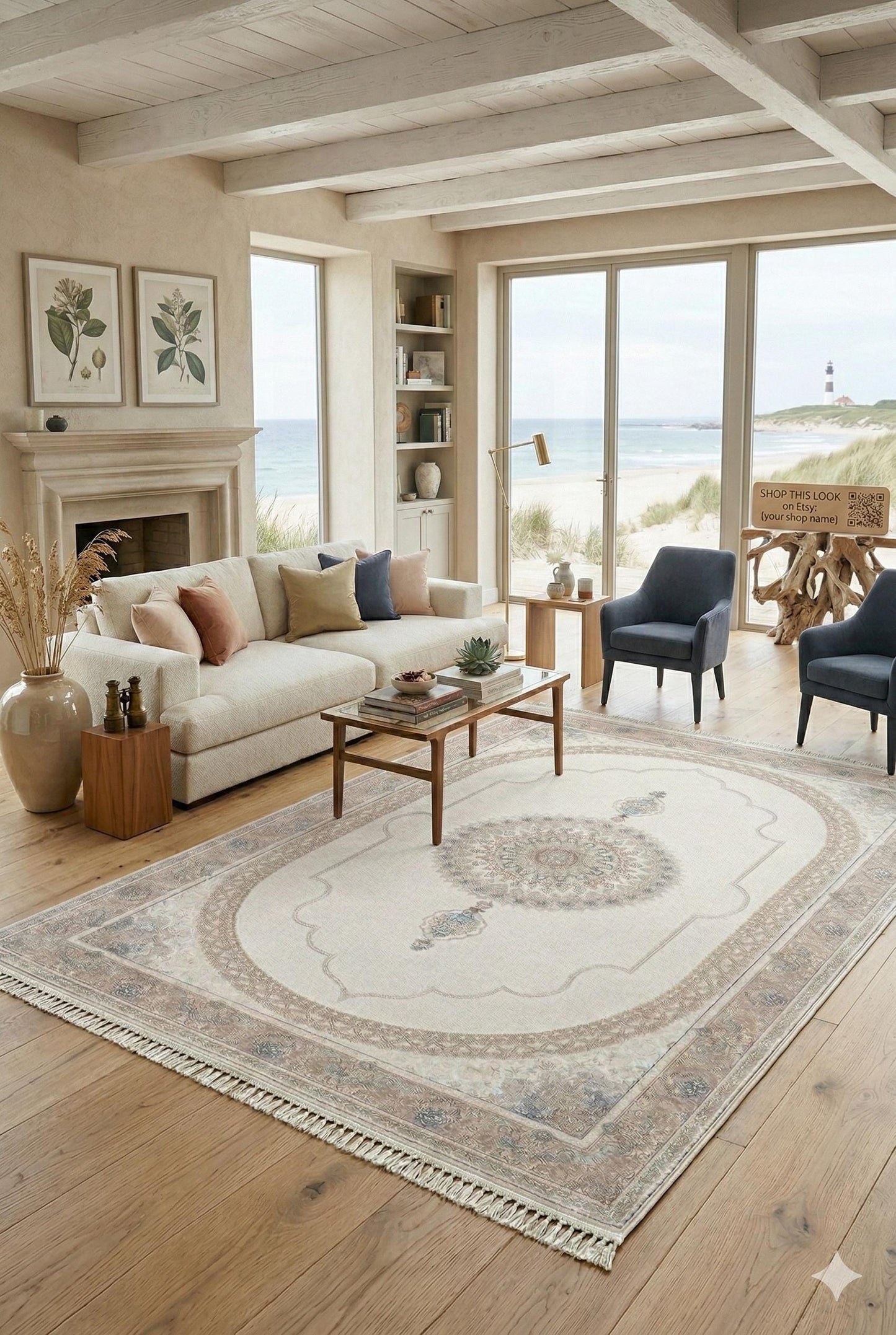 7x10 ft, Beige Classic oriental Silk Rug: Bamboo Yarn,fine fringes carpet