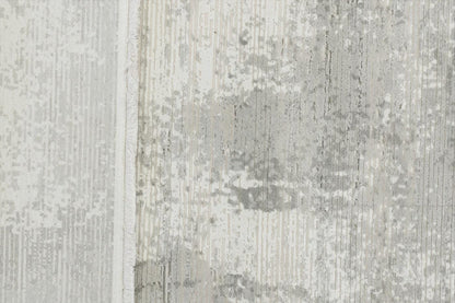 Modern Abstract Charcoal & Silver Distressed Area Rug – Contemporary Industrial Living Room Carpet - 200x300cm - 7x10ft