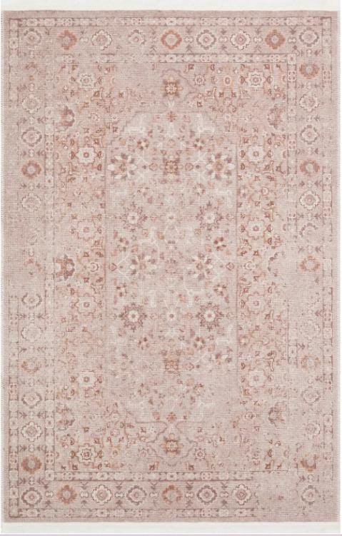 Blush Turkish Style Rug: Vintage Floral Area Carpet