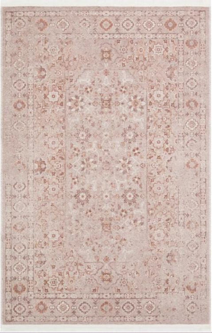 Blush Turkish Style Rug: Vintage Floral Area Carpet