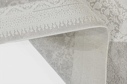 7x10 ft, Beige Classic oriental Rug: Bamboo Yarn,fine fringes carpet
