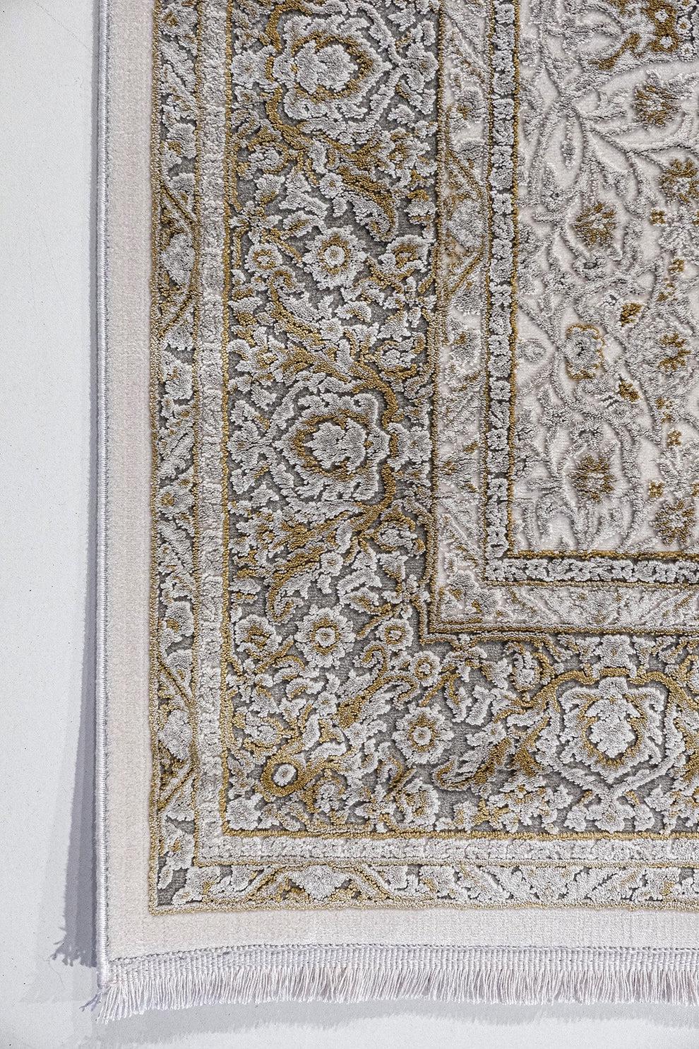 7x10 ft, Beige Classic oriental Rug: Bamboo Yarn,fine fringes carpet