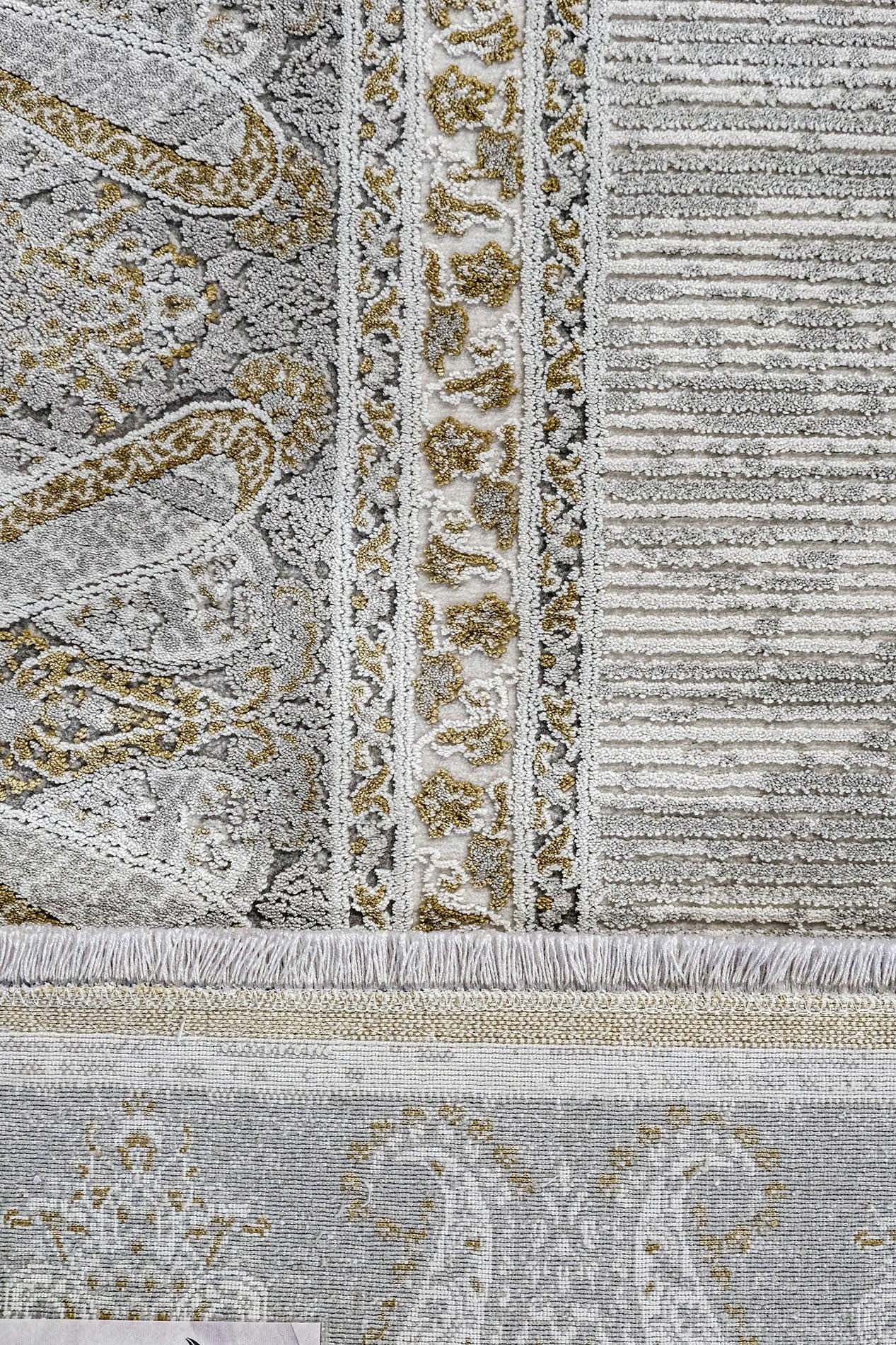 7x10 ft, Beige Classic oriental Rug: Bamboo Yarn,fine fringes carpet