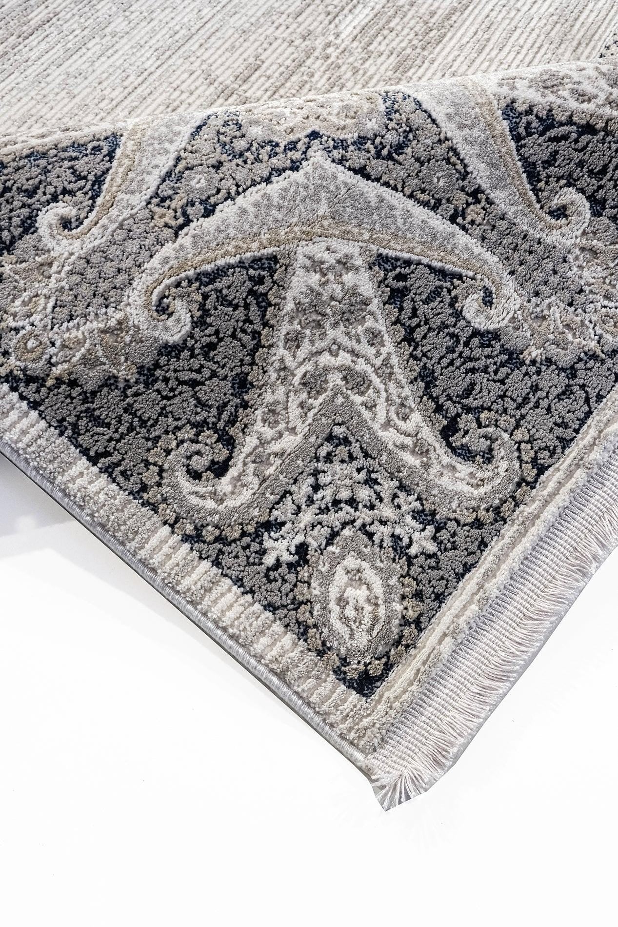 7x10ft, Beige Classic oriental Rug: Bamboo Yarn,fine fringes carpet