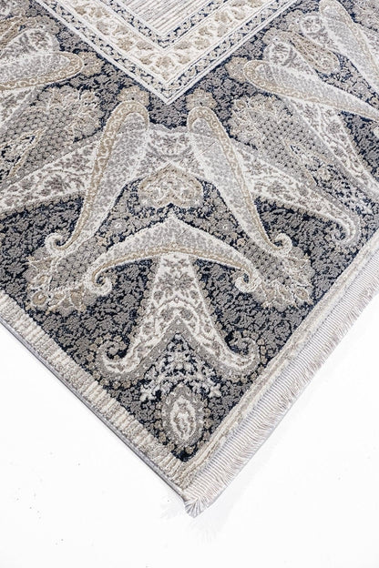 7x10ft, Beige Classic oriental Rug: Bamboo Yarn,fine fringes carpet