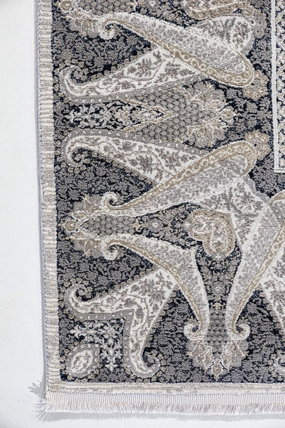 7x10ft, Beige Classic oriental Rug: Bamboo Yarn,fine fringes carpet