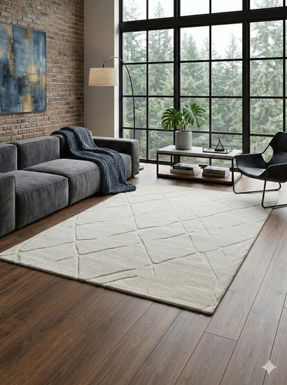 Plain White Area Rug: Minimalist white Carpet for Contemporary Living Spaces, 5x7
