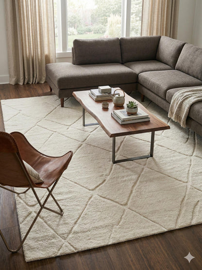 Plain White Area Rug: Minimalist white Carpet for Contemporary Living Spaces, 5x7