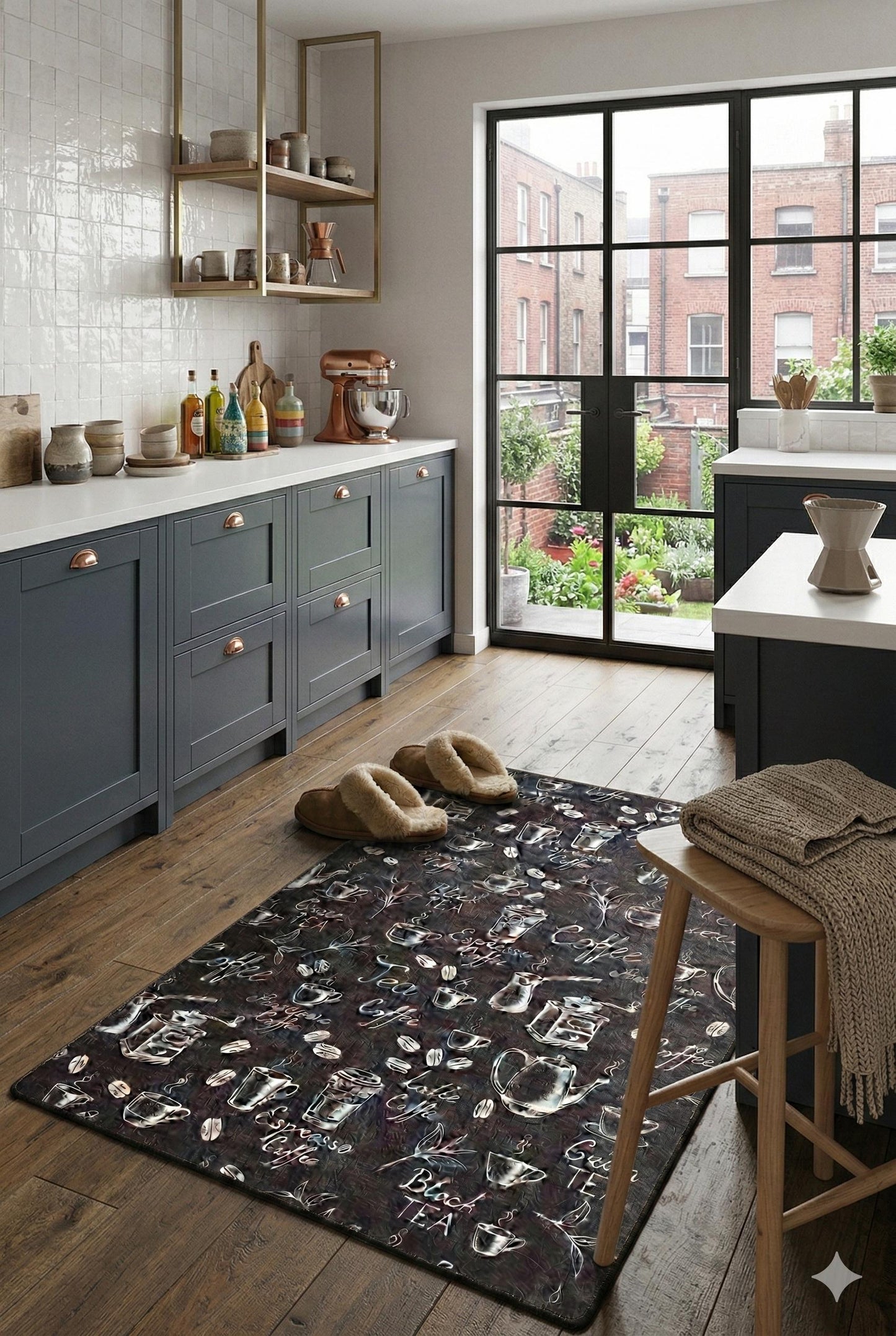 Chalkboard Coffee Kitchen Rug, Non-Slip Runner, Farmhouse Espresso Decor